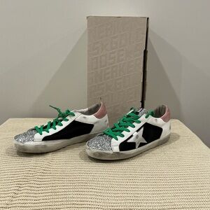 Golden Goose Women’s Black, White, and Green Sneakers